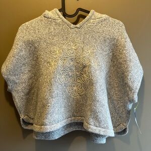Kids' Heather Gray Knit Sweater poncho  5T